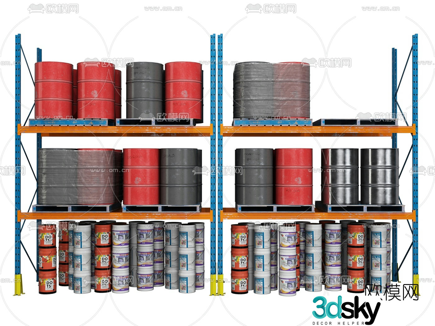Industrial style shelf steel frame iron can paint 3d model