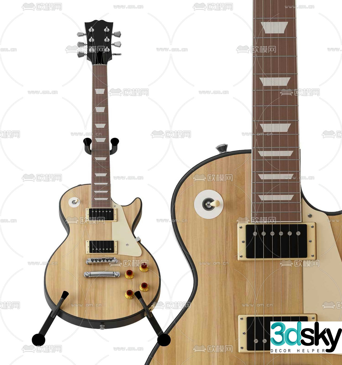 Modern musical instrument guitar 3d model