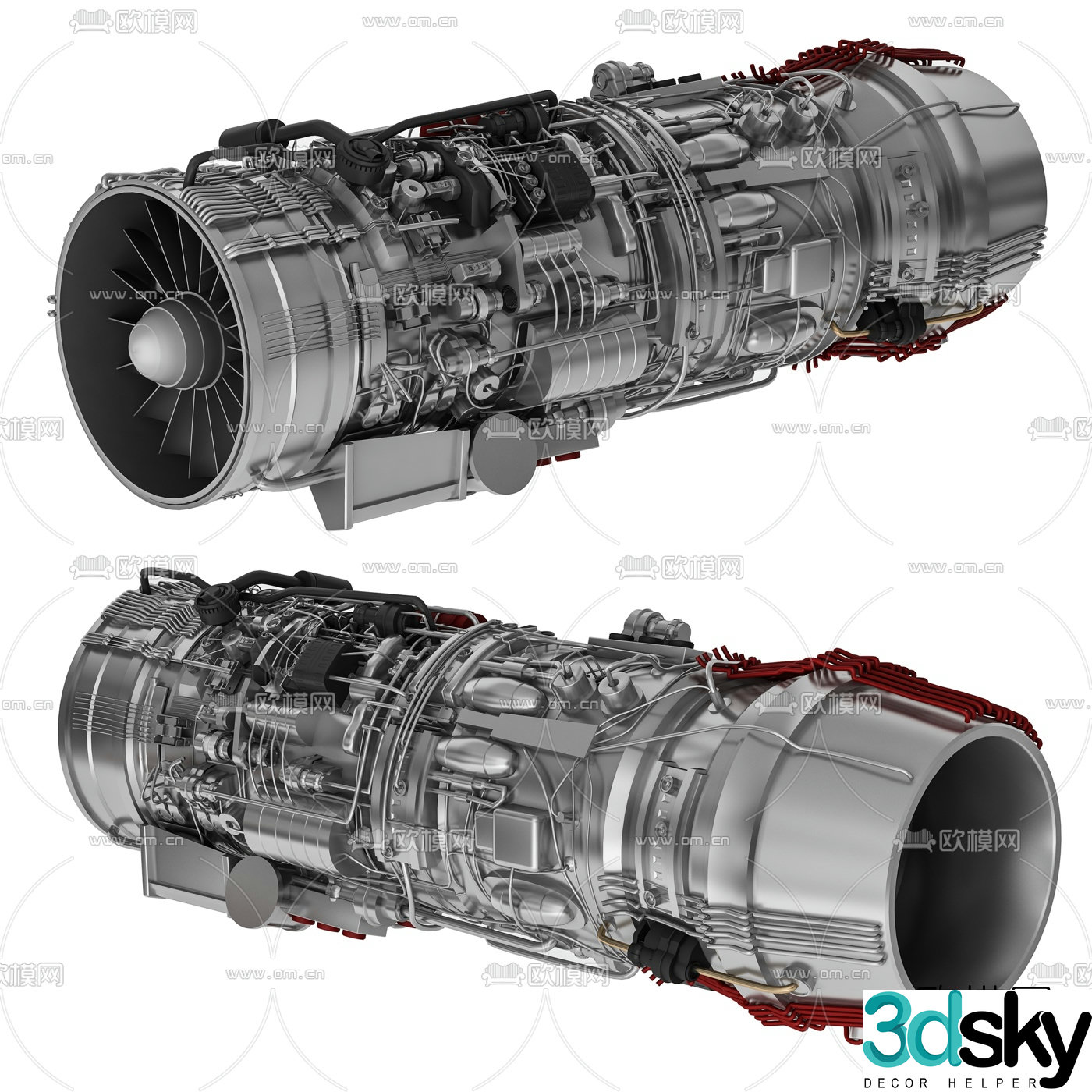 Modern aircraft engine engine 3d model