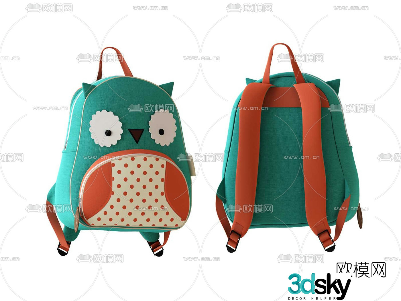 Modern children’s schoolbag 3d model