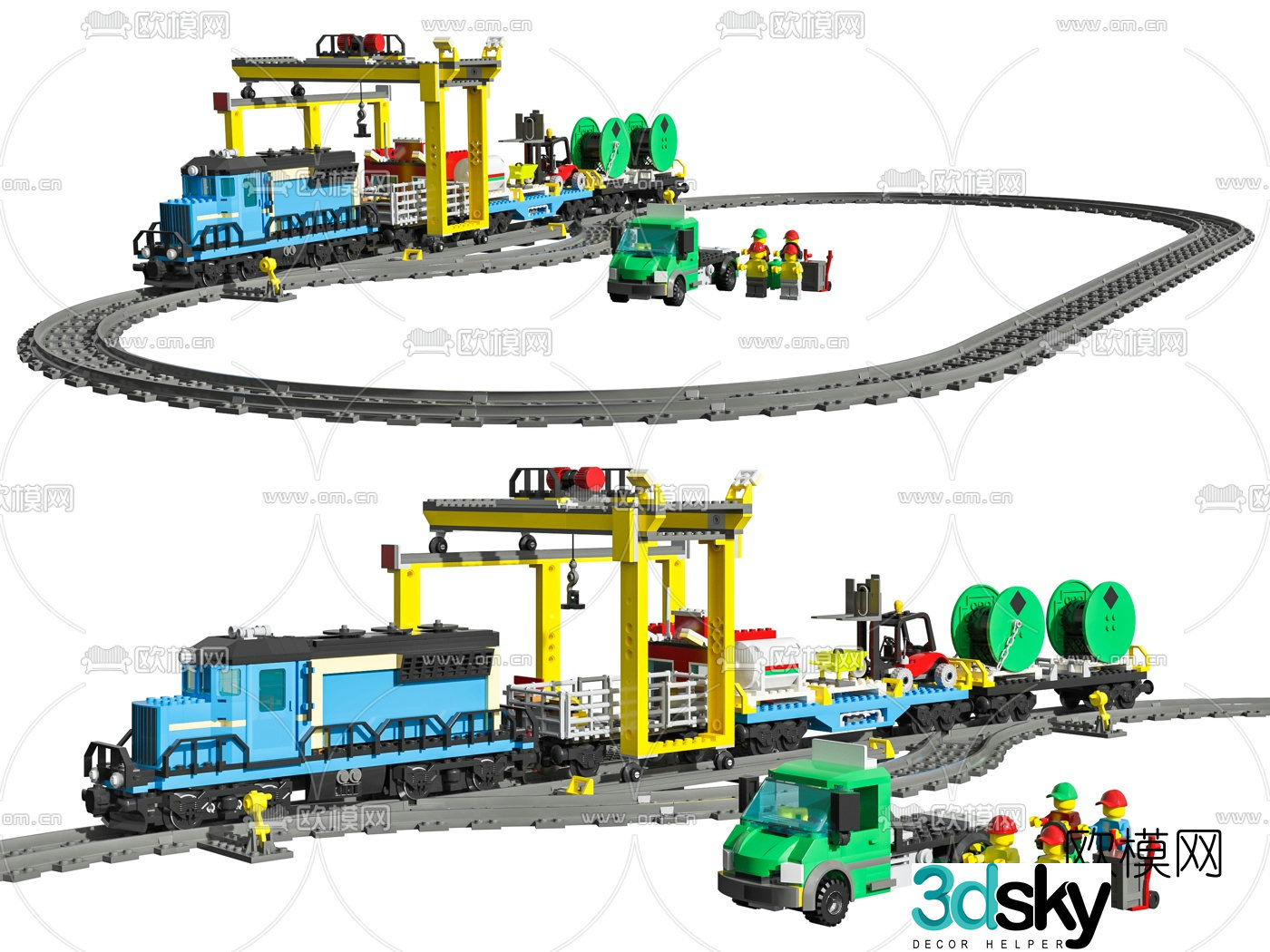 Modern lego train toy 3d model
