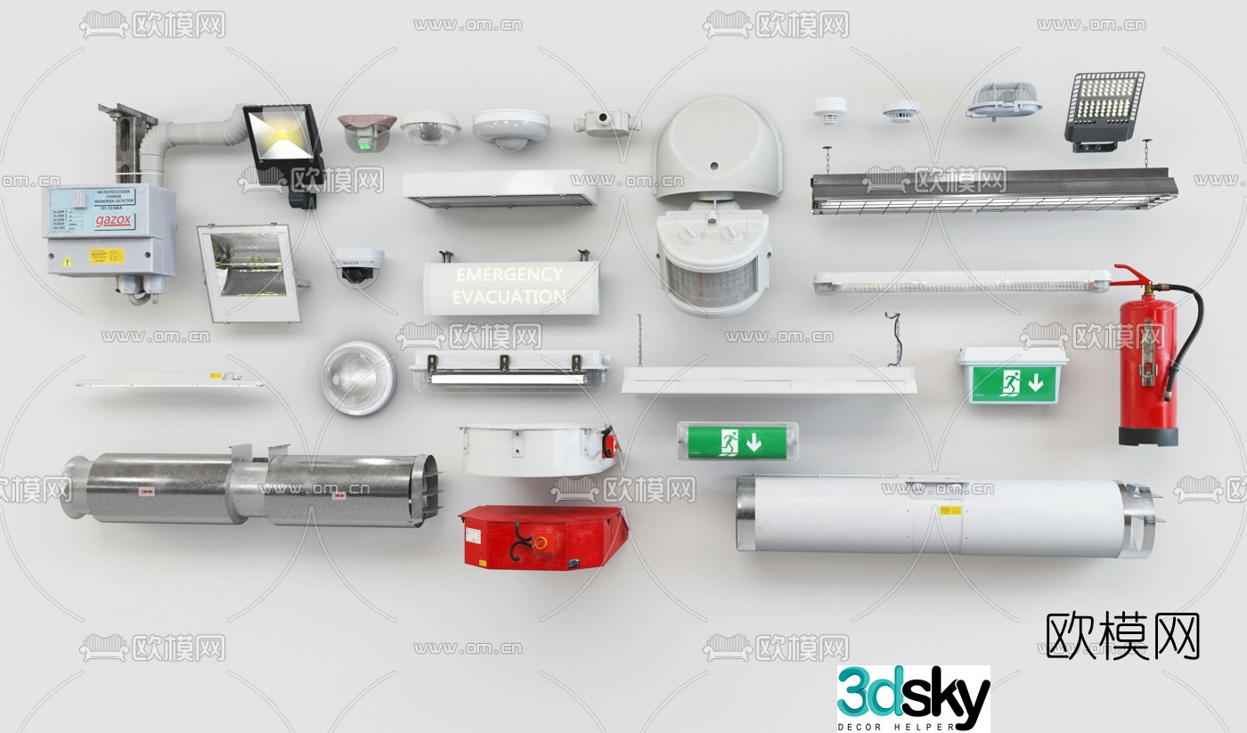 Modern fire hydrant electric box siren pipe 3d model