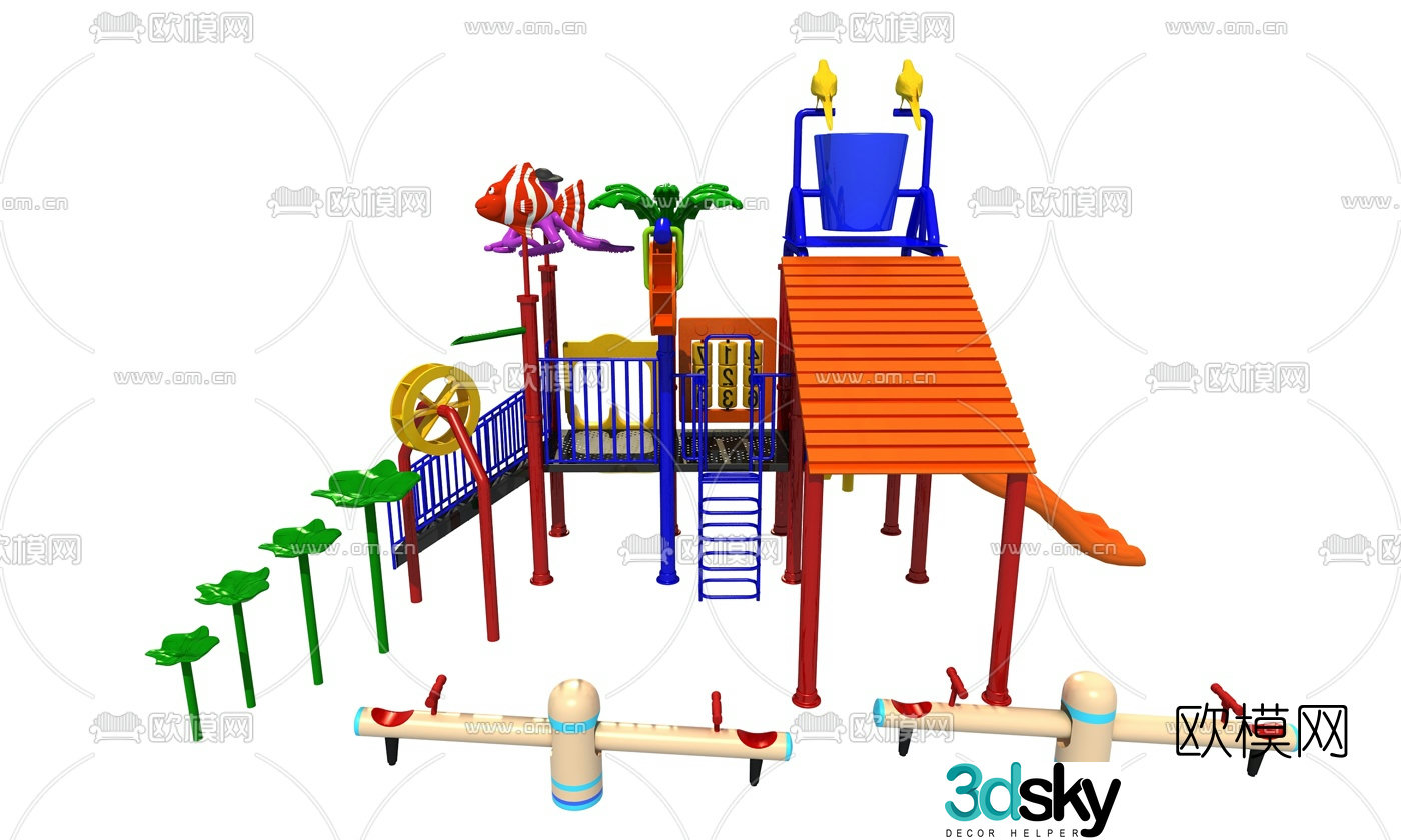 Modern slide children's play equipment 3d model