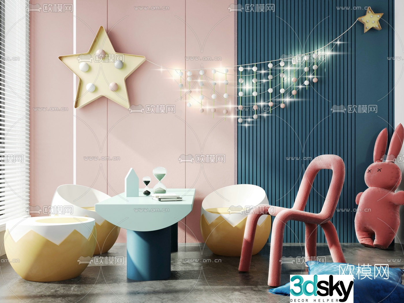 Modern children’s table and chair 3d model