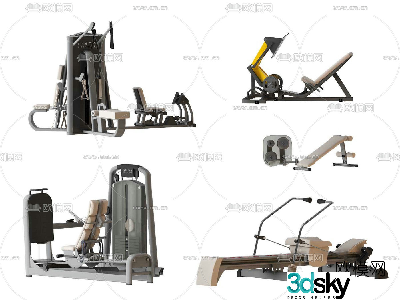 Modern fitness equipment 3d model