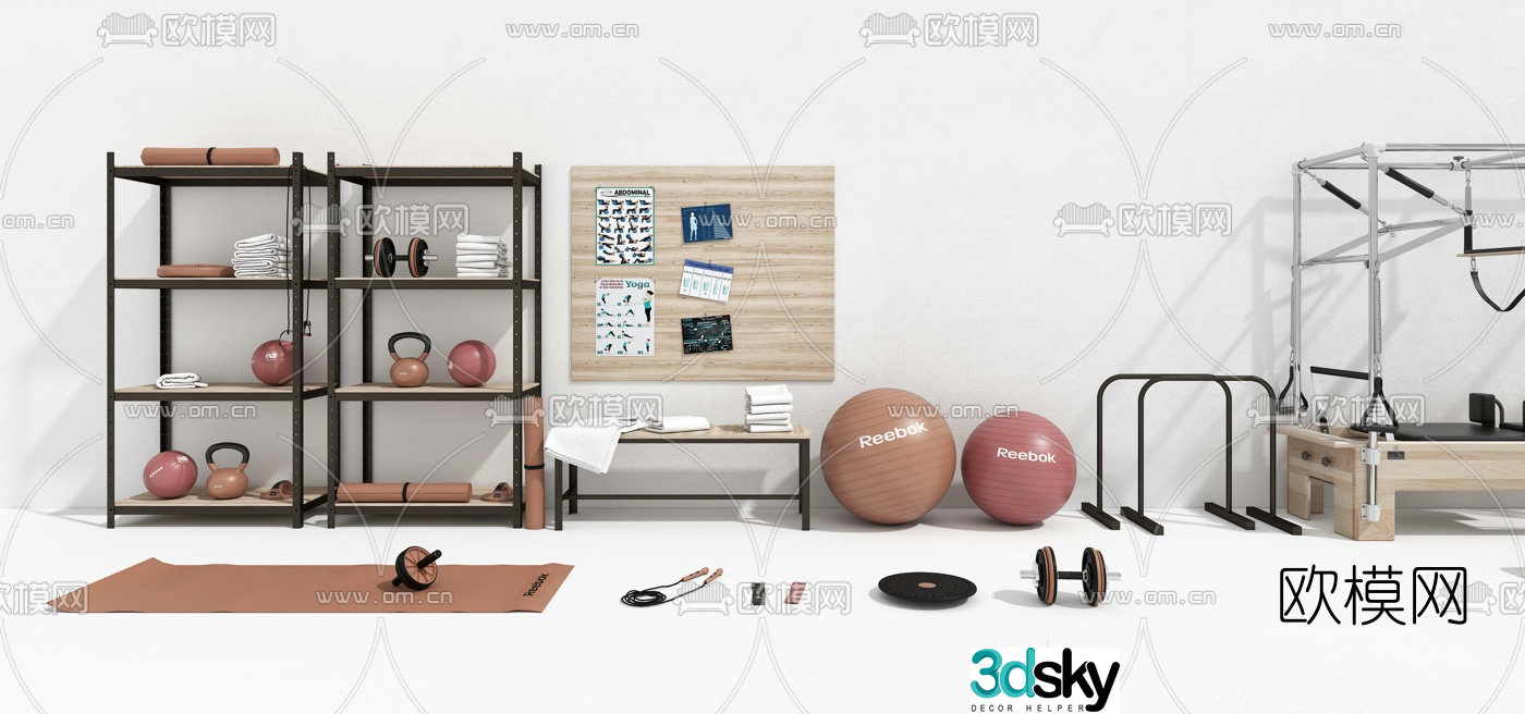 Modern yoga ball fitness equipment 3d model