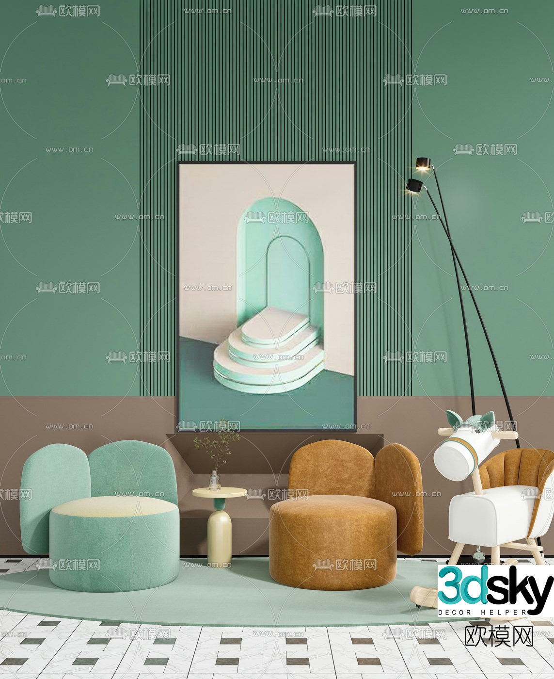 Modern children’s lounge chair 3d model
