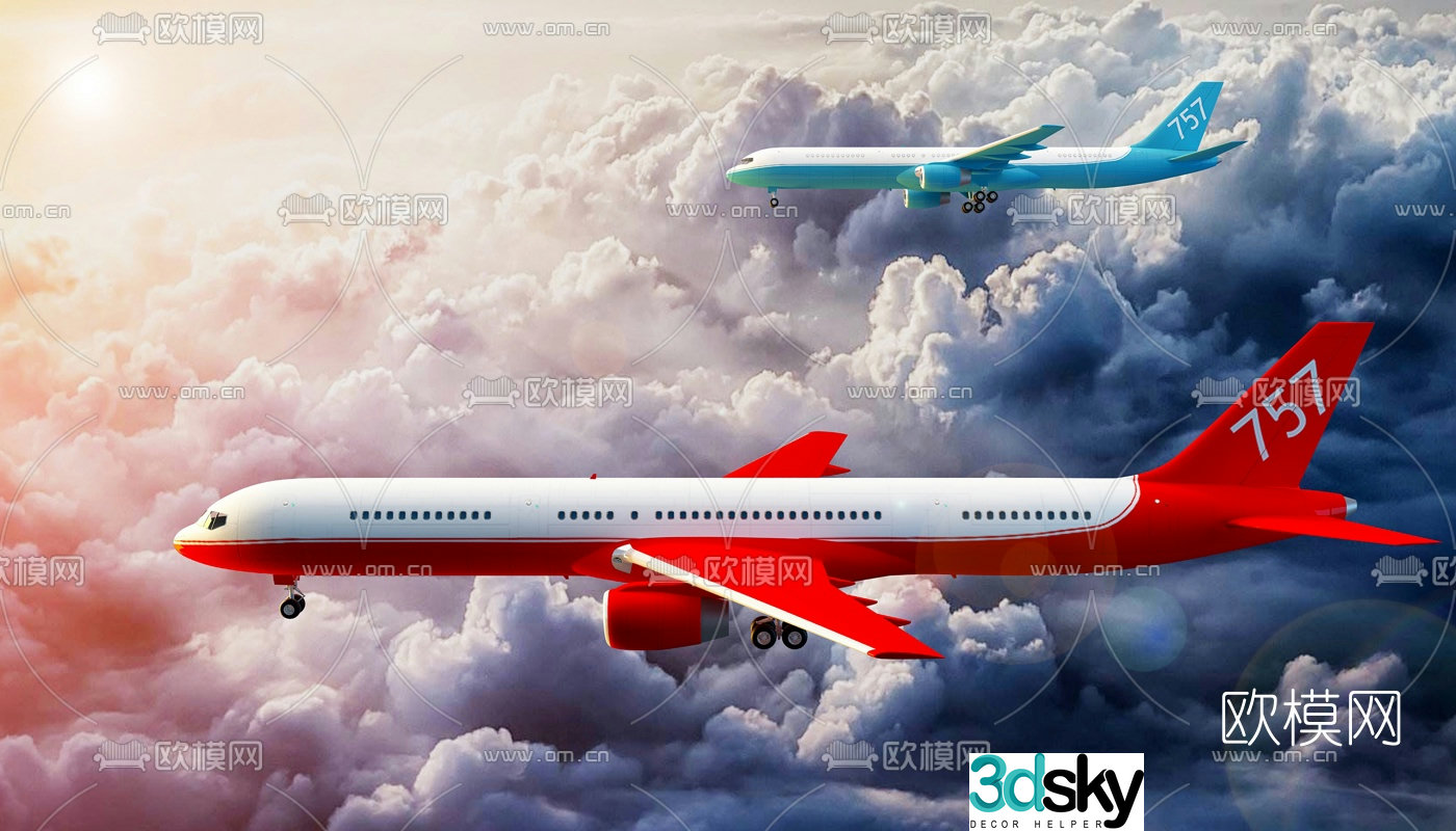 Modern Boeing 757 airplane 3d model