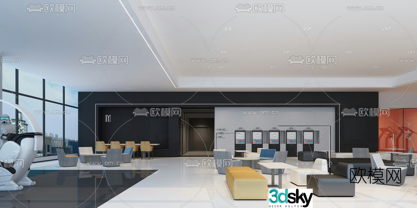Modern hotel lobby 3d model