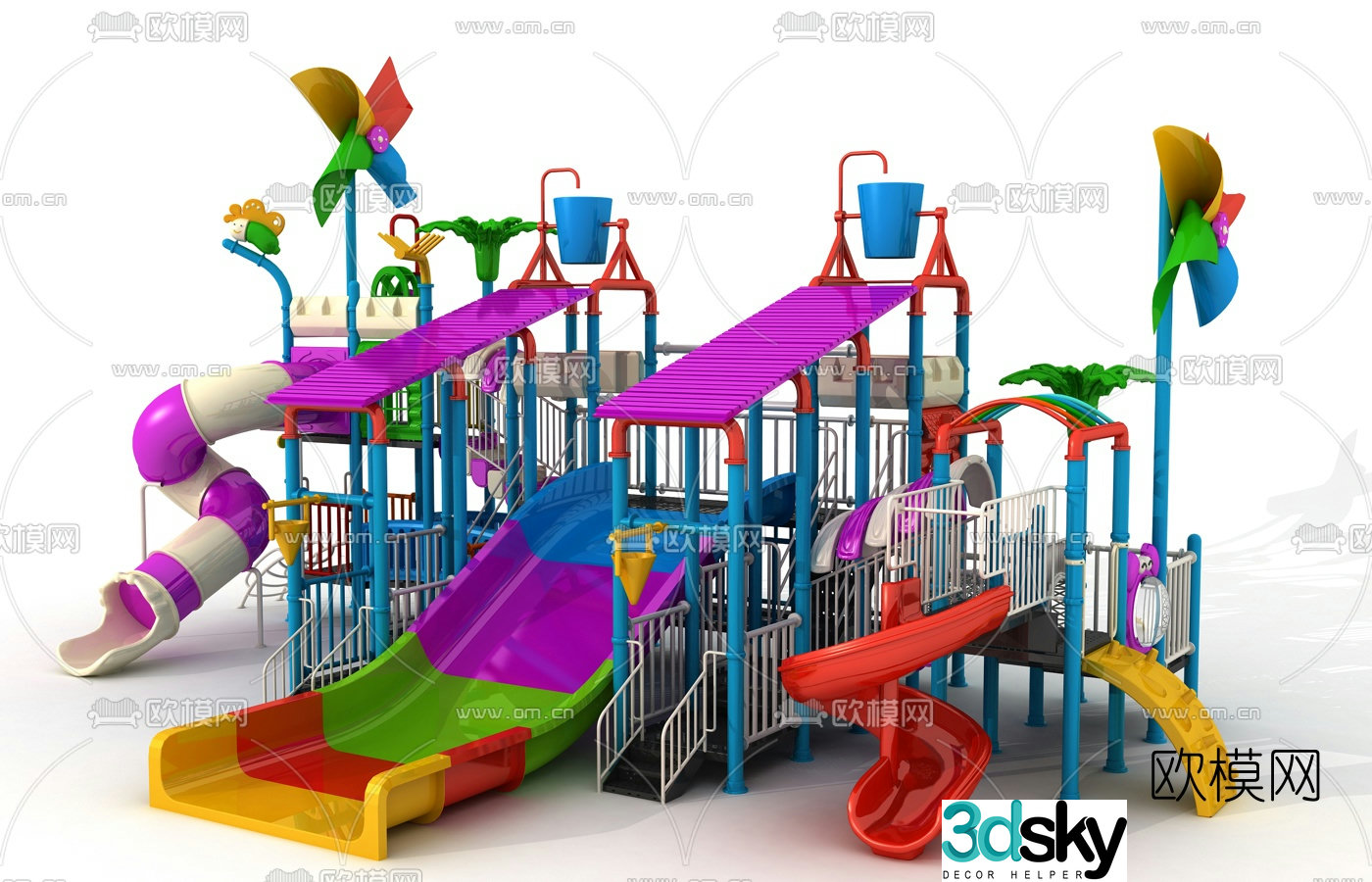 Modern children's slide amusement equipment 3d model