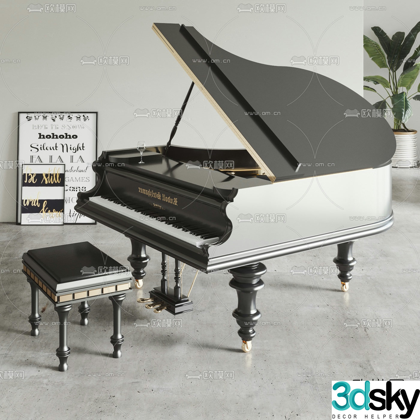 Modern light luxury grand piano 3D model