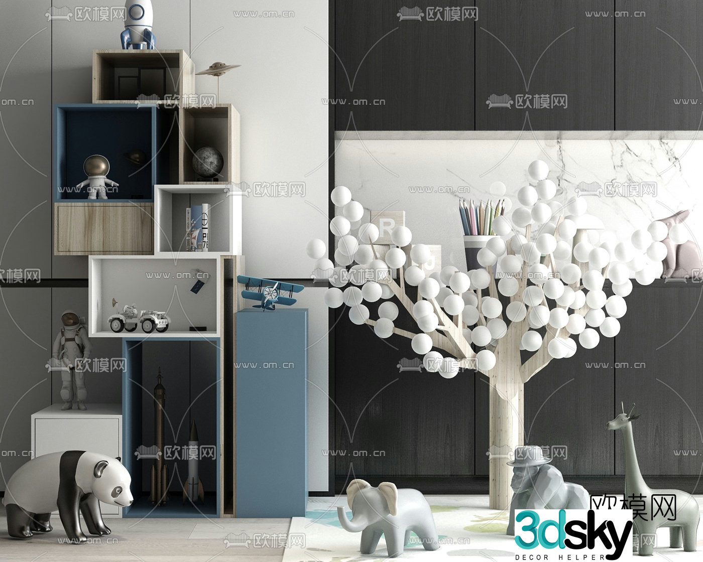 Modern children’s decorative cabinet doll 3d model