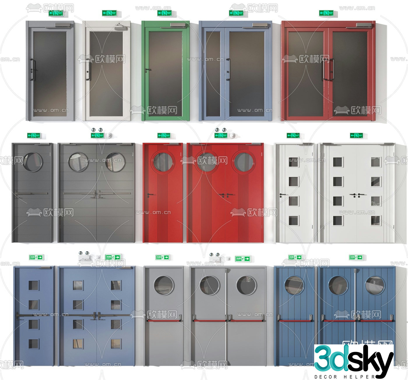 Modern security door fire door fire door 3d model