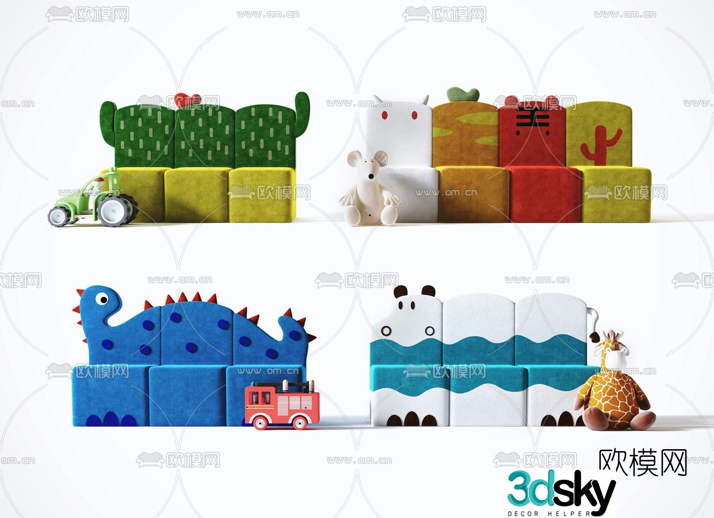Modern cartoon children’s sofa 3d model