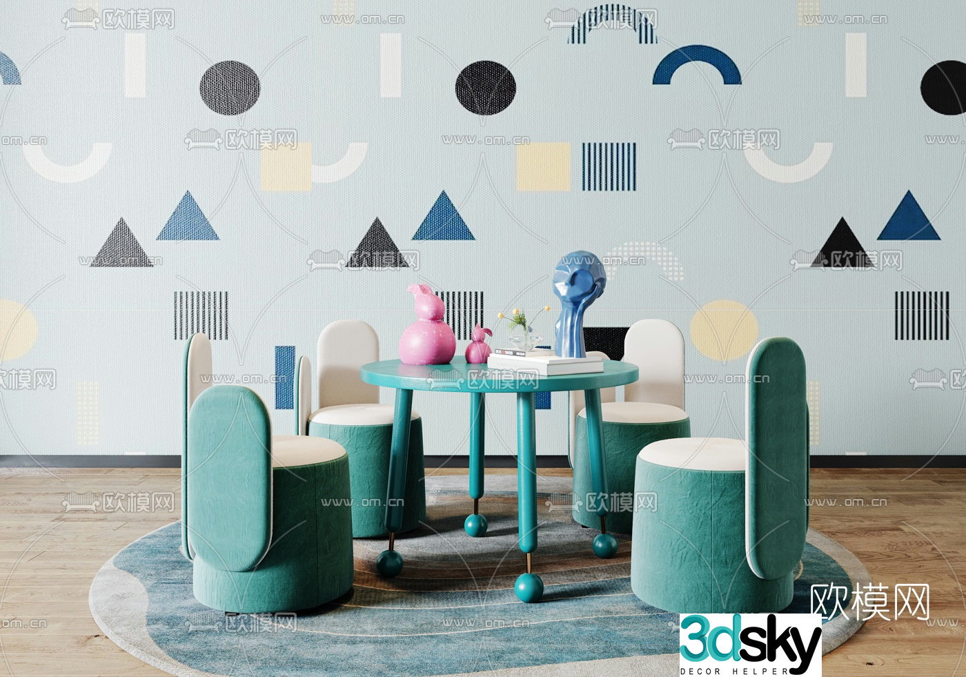 Modern children’s table and chair 3d model
