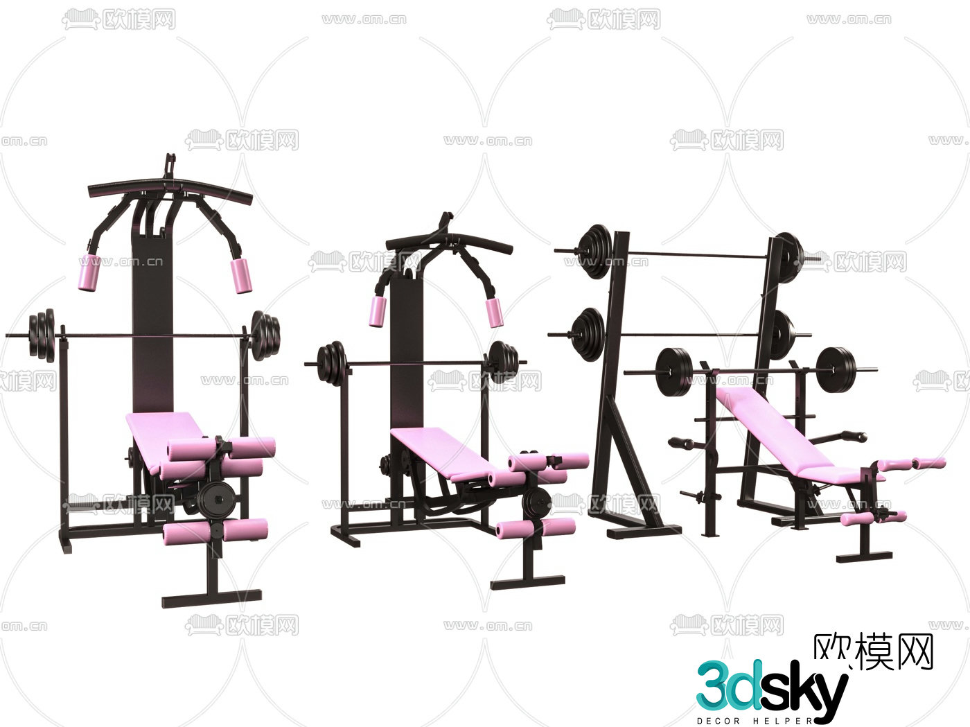 Modern fitness equipment 3d model