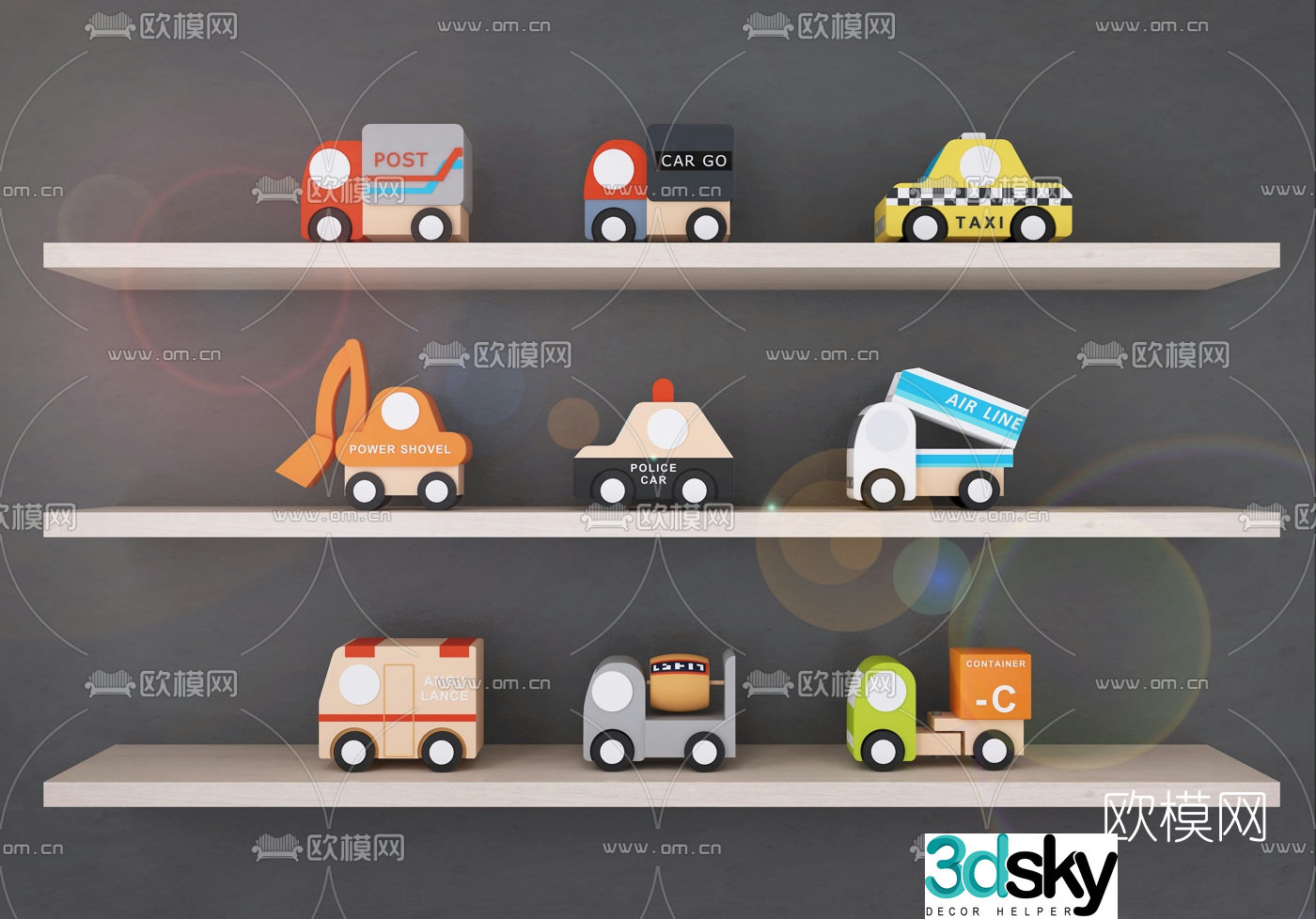 Modern cartoon toy car 3d model