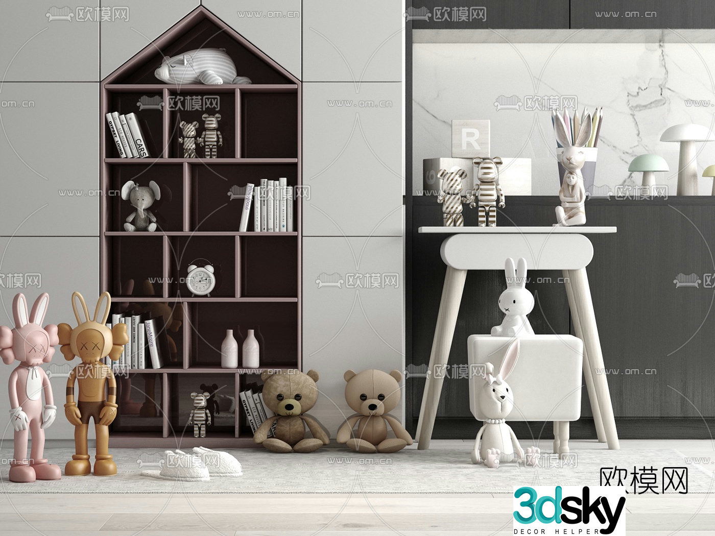Modern children’s doll bookcase 3d model