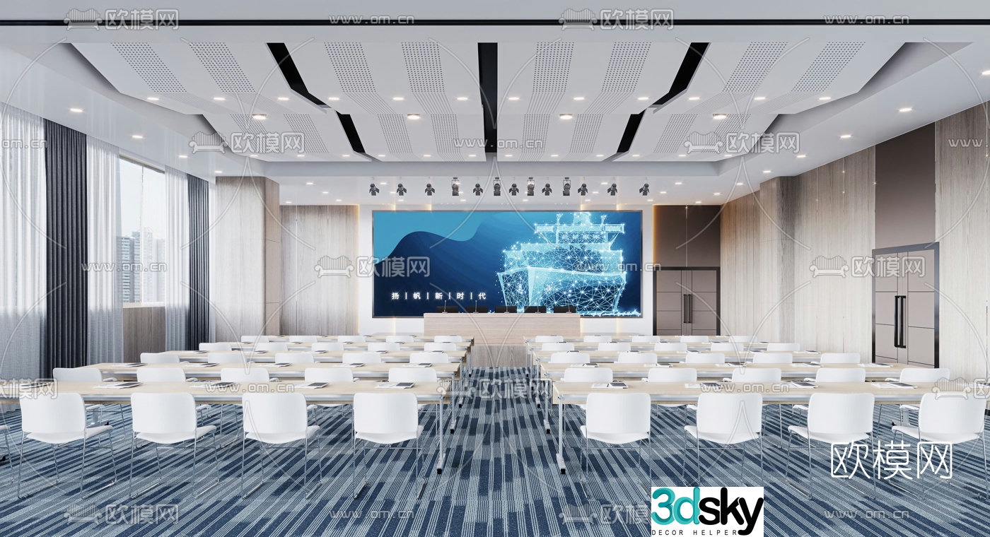 Modern hotel conference room lecture hall 3d model