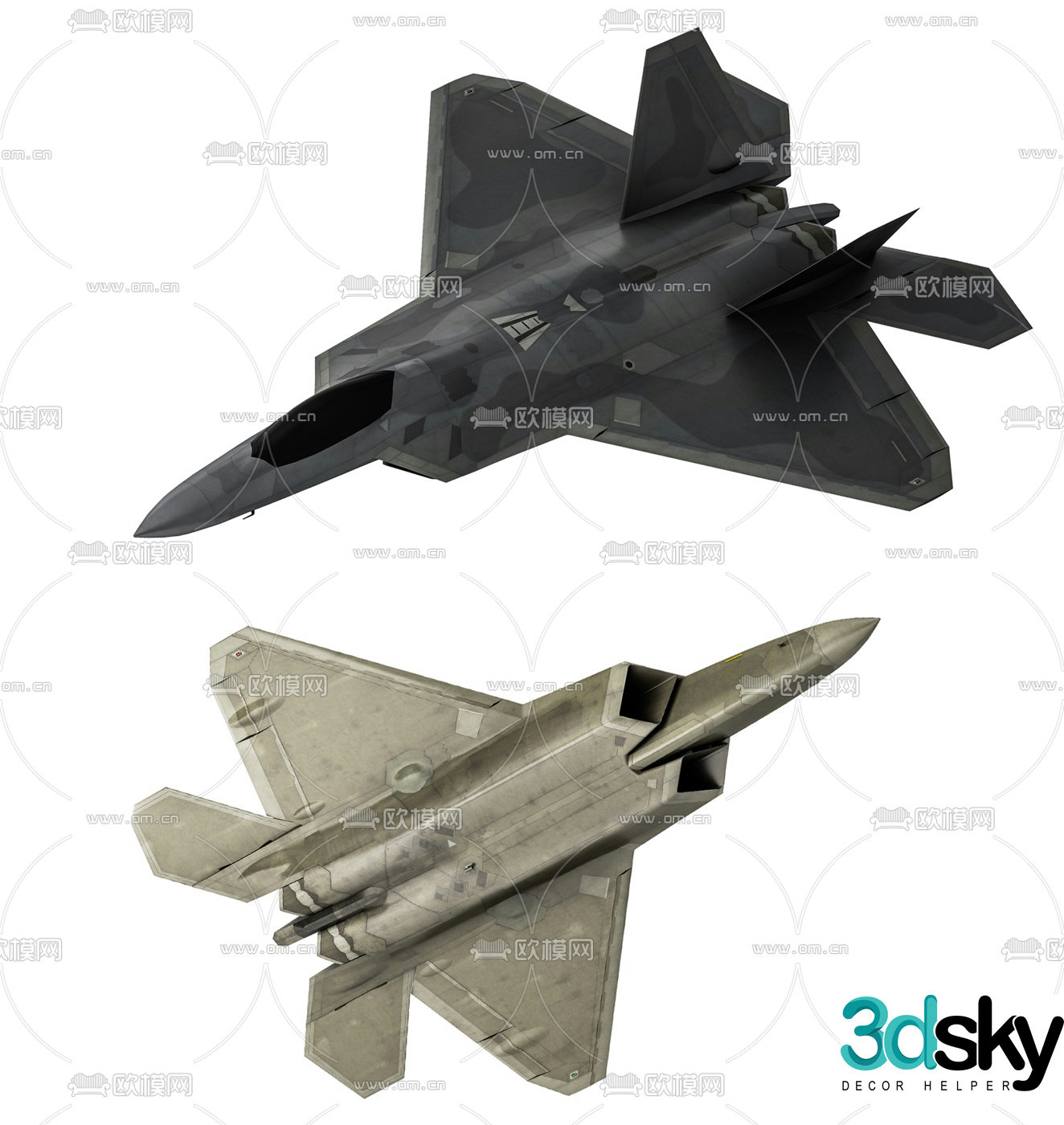 Modern f22 fighter aircraft model toy 3d model
