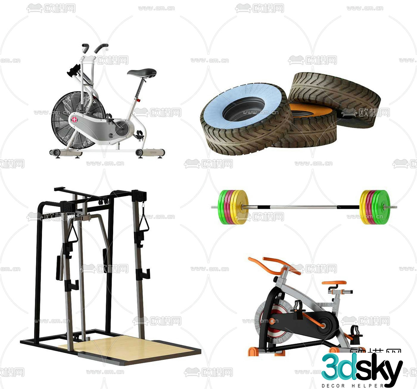 Modern fitness equipment 3d model