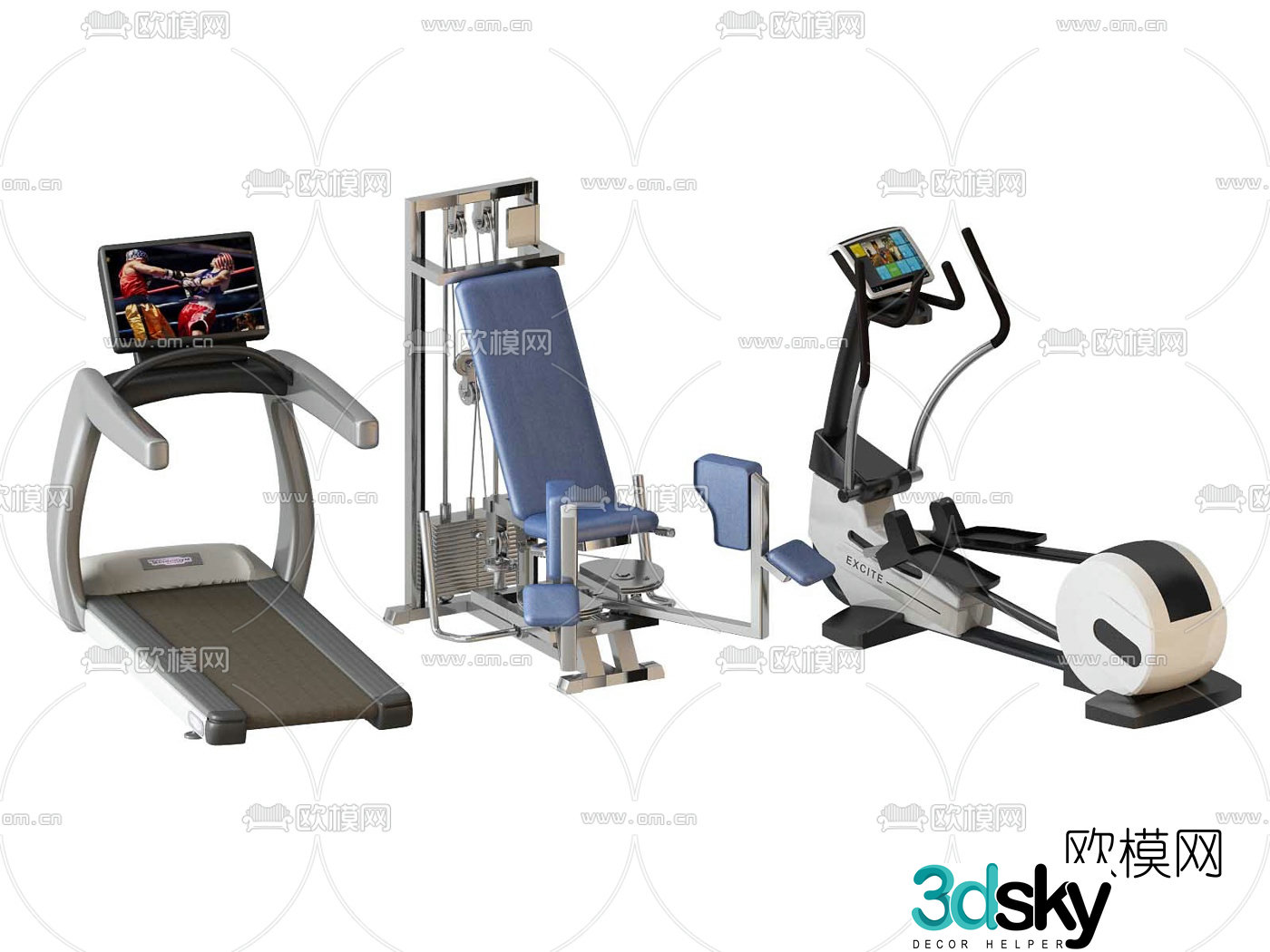 Modern fitness equipment 3d model