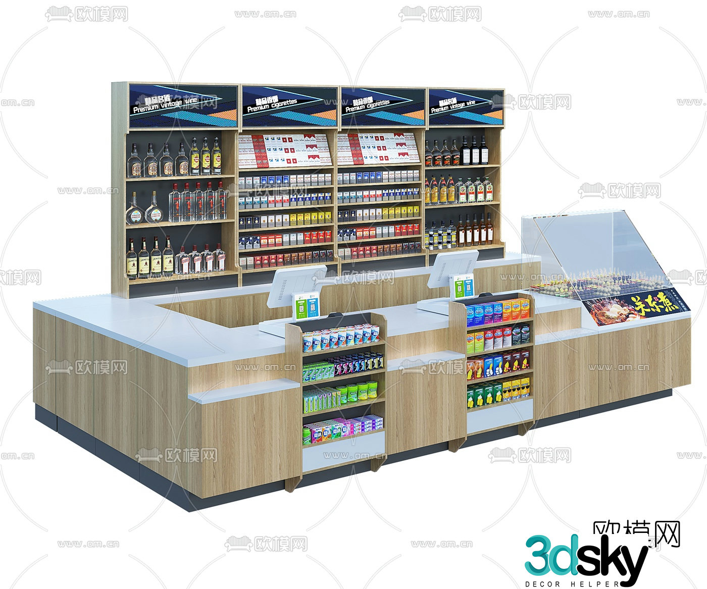 Modern convenience store shelf cashier 3d model