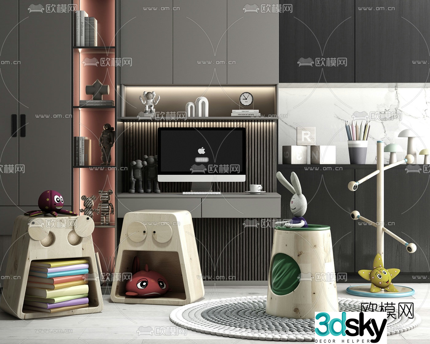 Modern children’s decorative cabinet toys 3d model