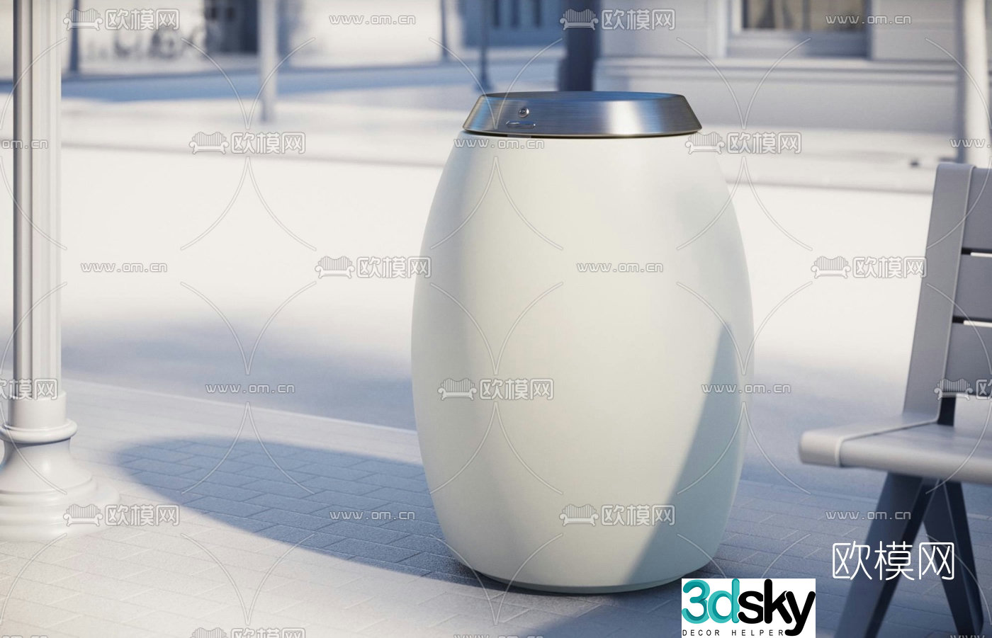 Modern outdoor trash can 3d model
