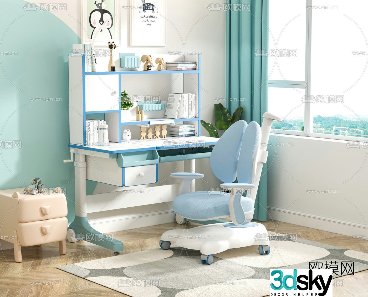 Modern children’s desk chair 3d model