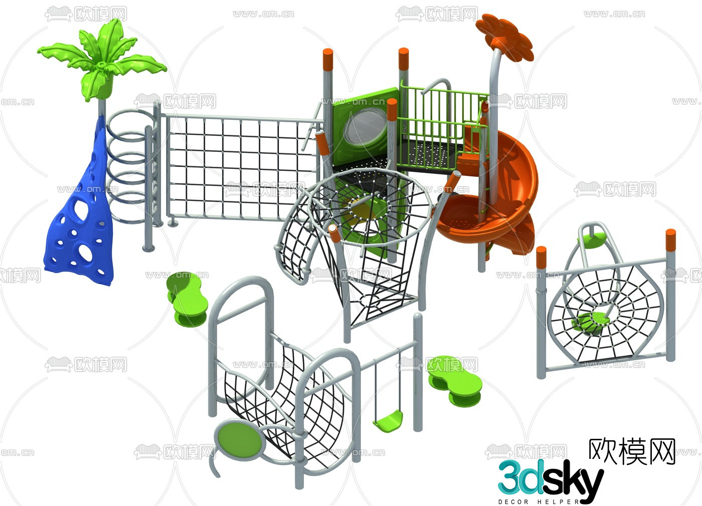 Modern children's play equipment slide 3d model