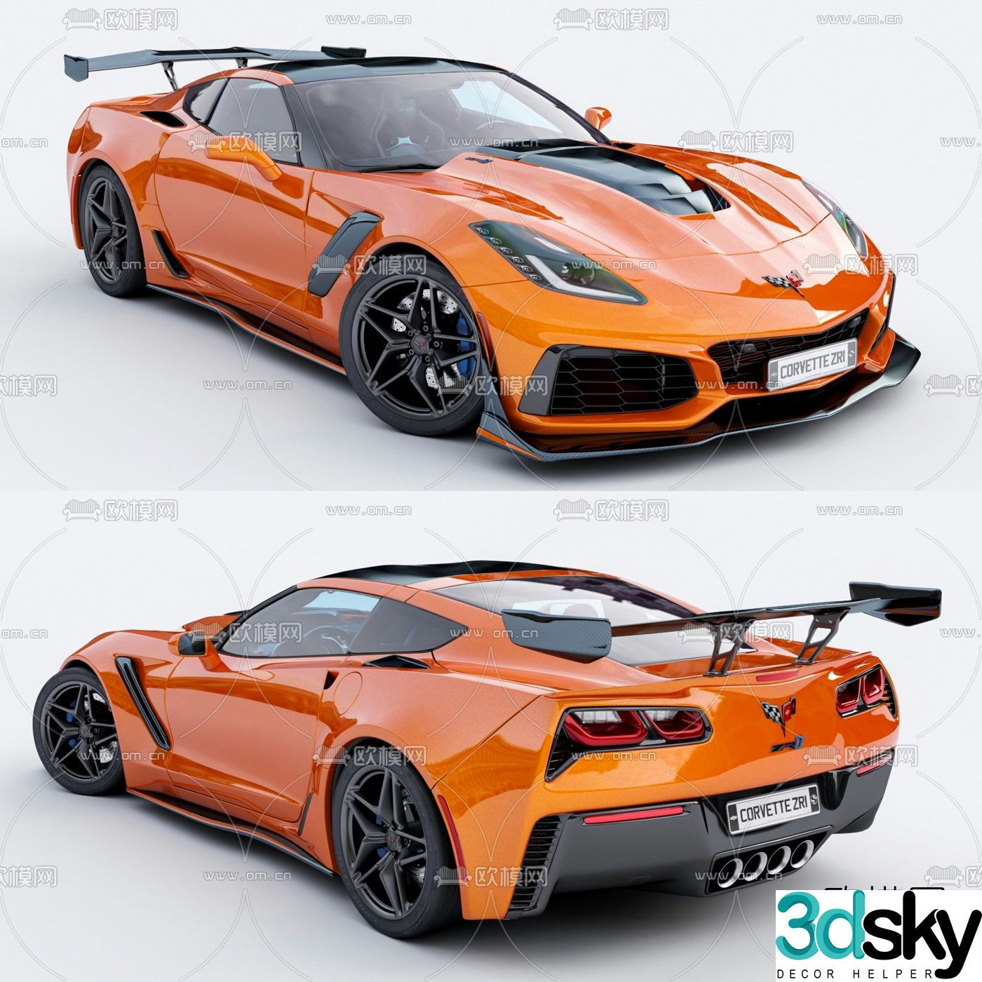 Modern Chevrolet Corvette ZR1 sports car 3d model