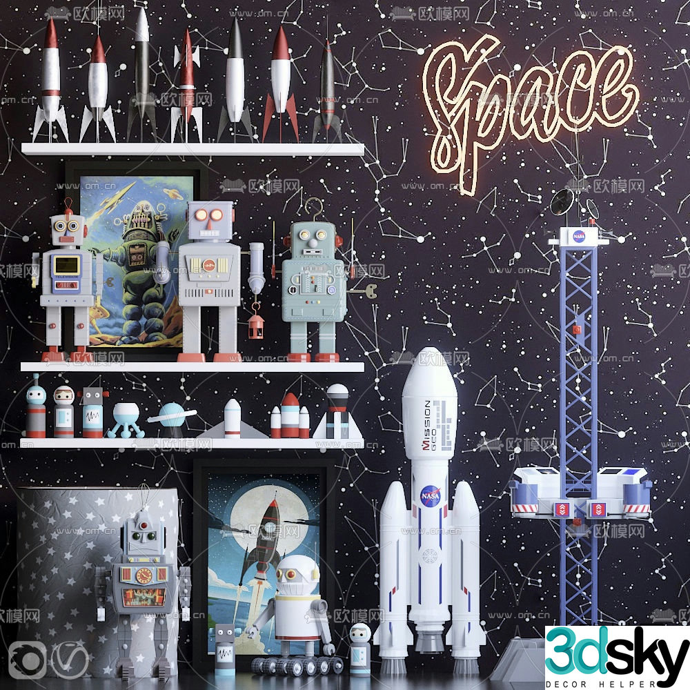 Modern rocket robot children’s toy 3d model