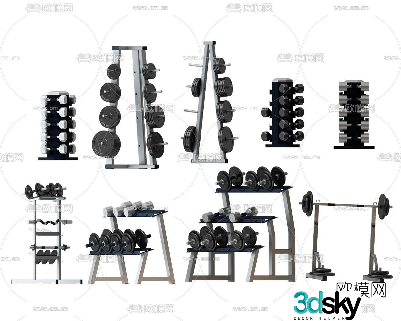 Modern fitness dumbbell 3d model