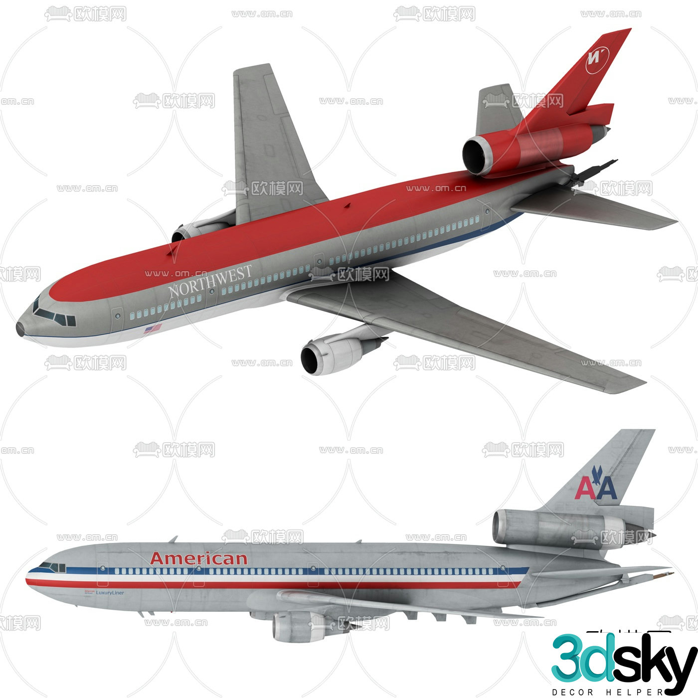 Modern A380 airliner 3d model