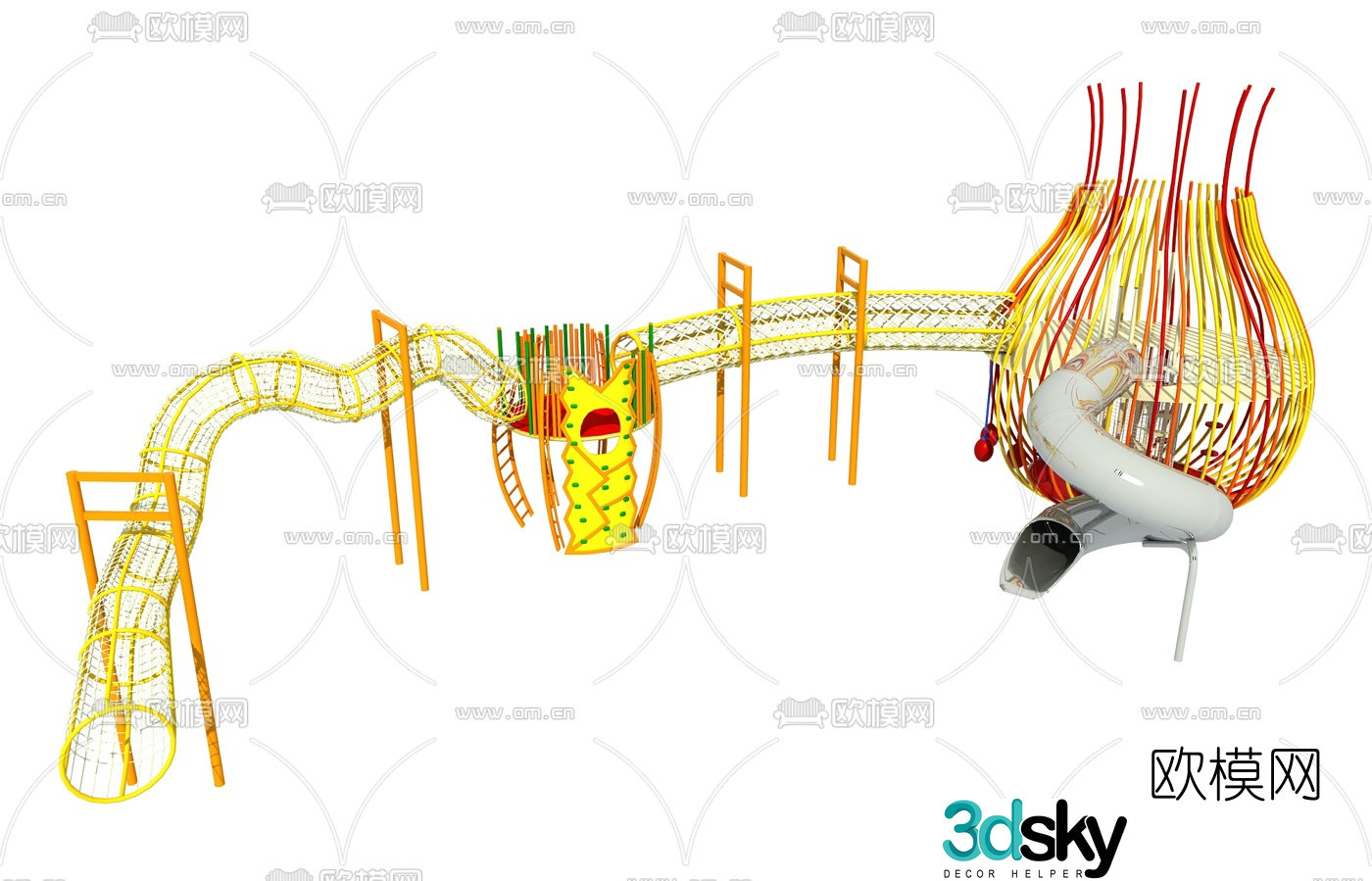 Modern slide passage amusement equipment 3d model