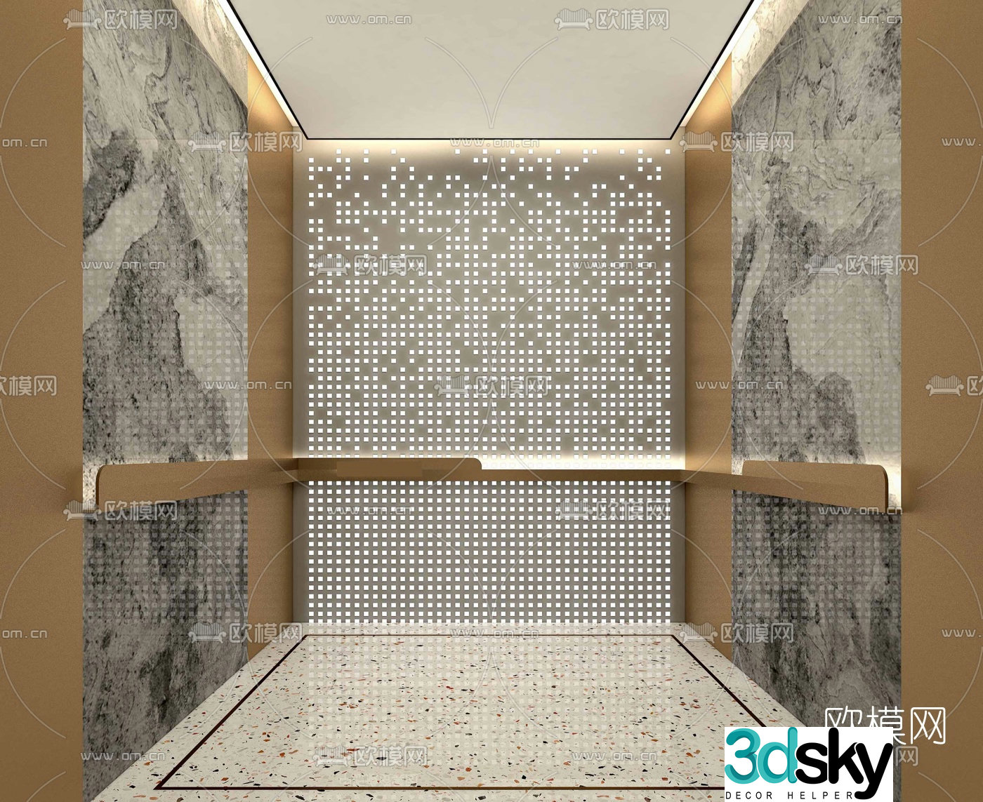 Modern elevator car 3d model