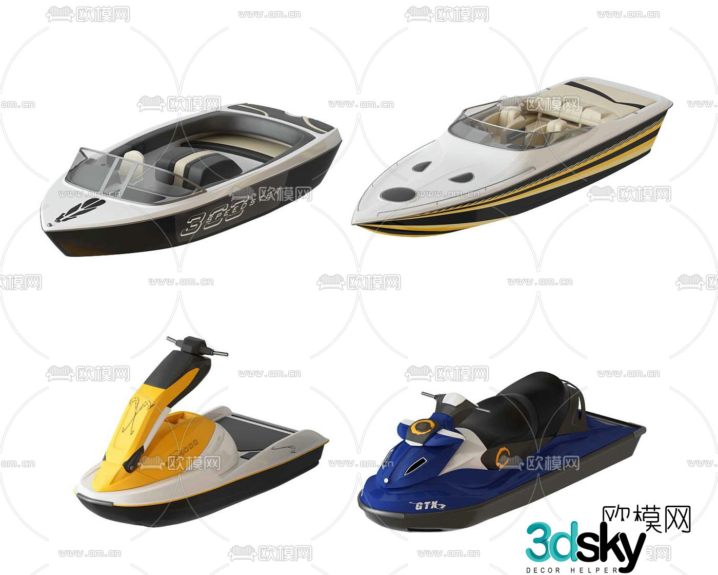 Modern speedboat yacht 3d model