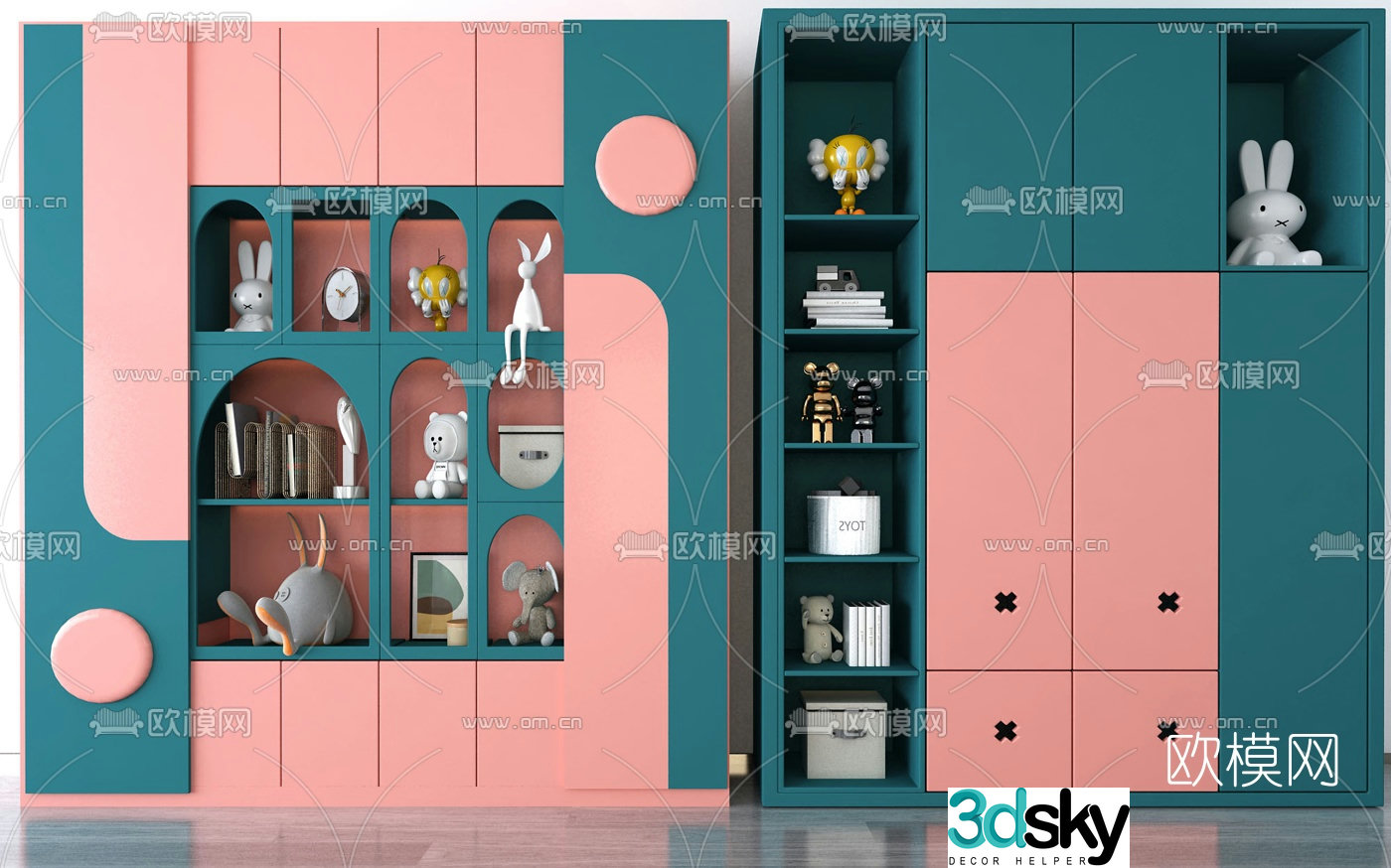 Nordic multifunctional children’s wardrobe 3D model
