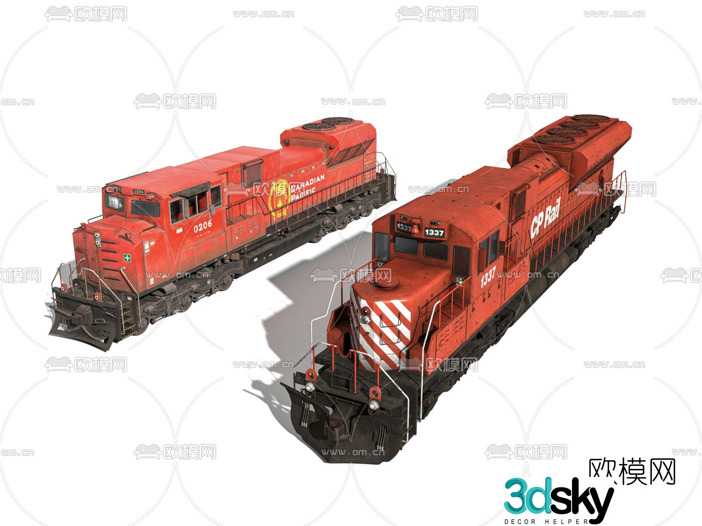 Industrial style iron locomotive 3D model