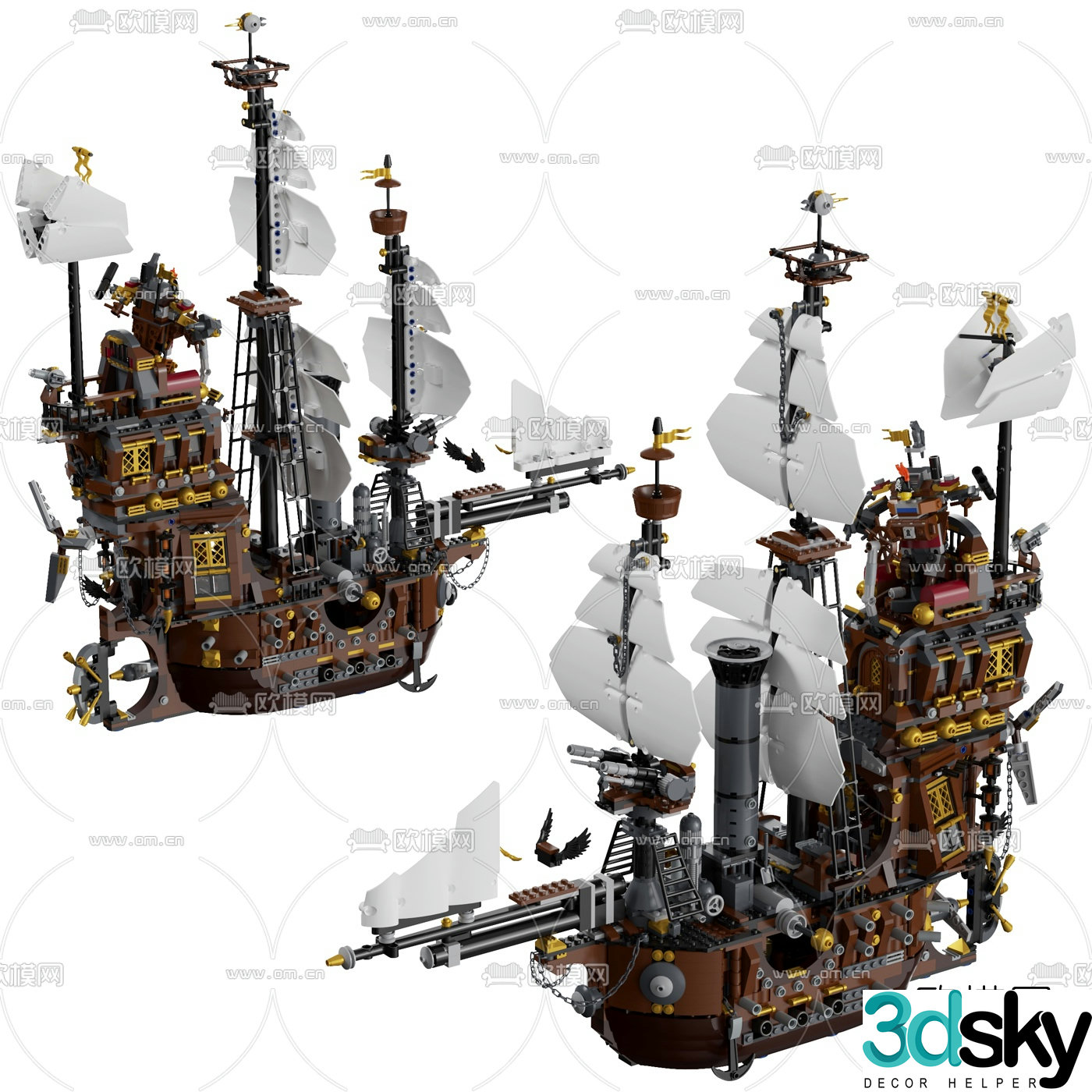 Modern pirate ship toy 3d model