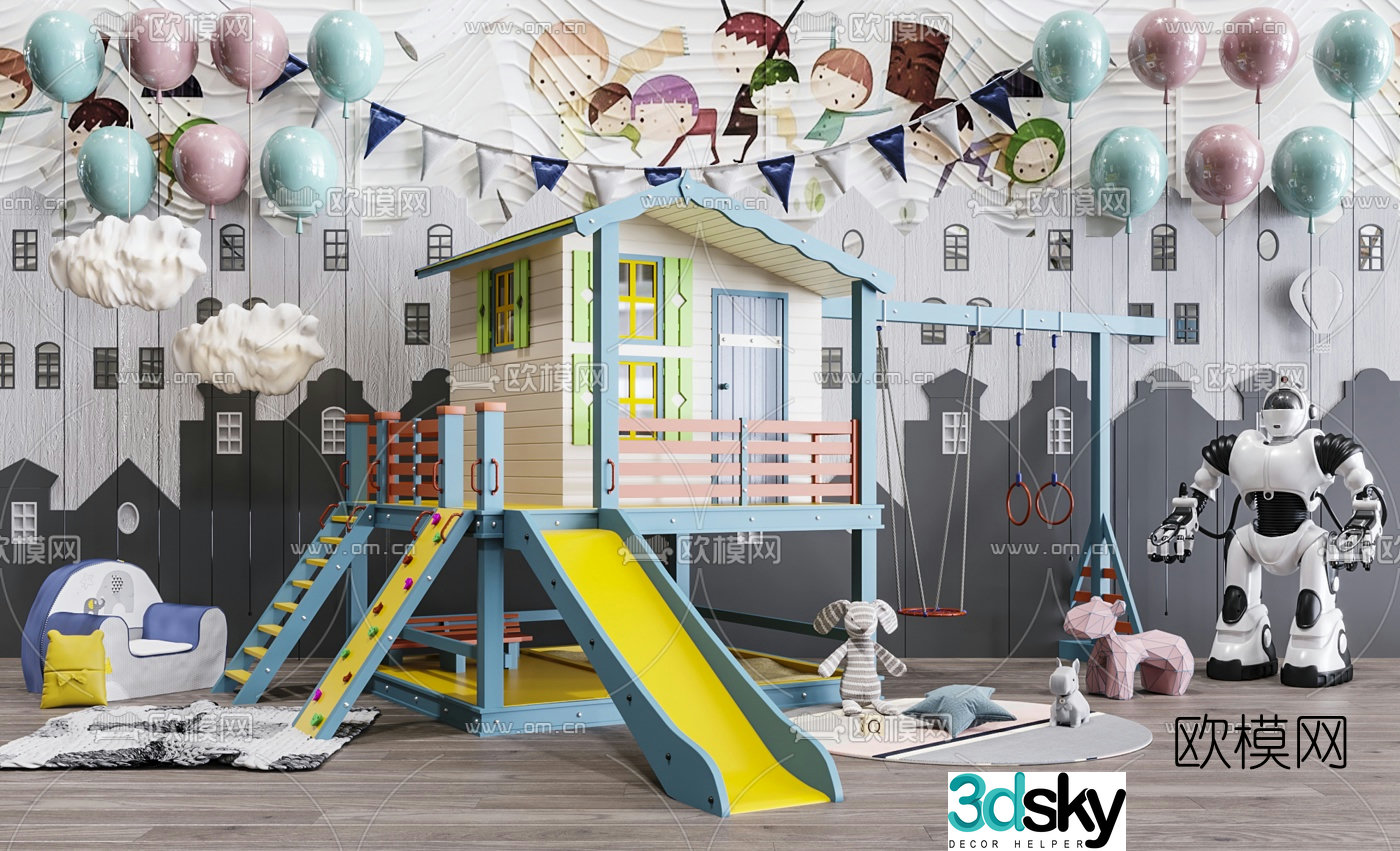 Modern children's slide rides toy 3d model