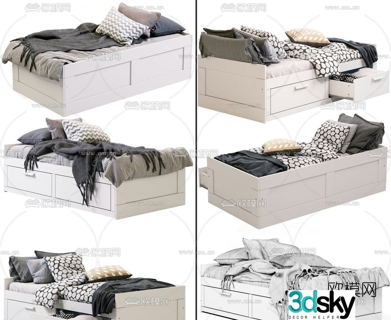 Modern tatami children’s bed single bed 3d model