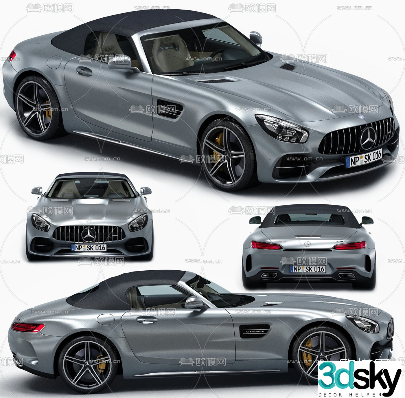Modern mercedes two seater sports car 3d model