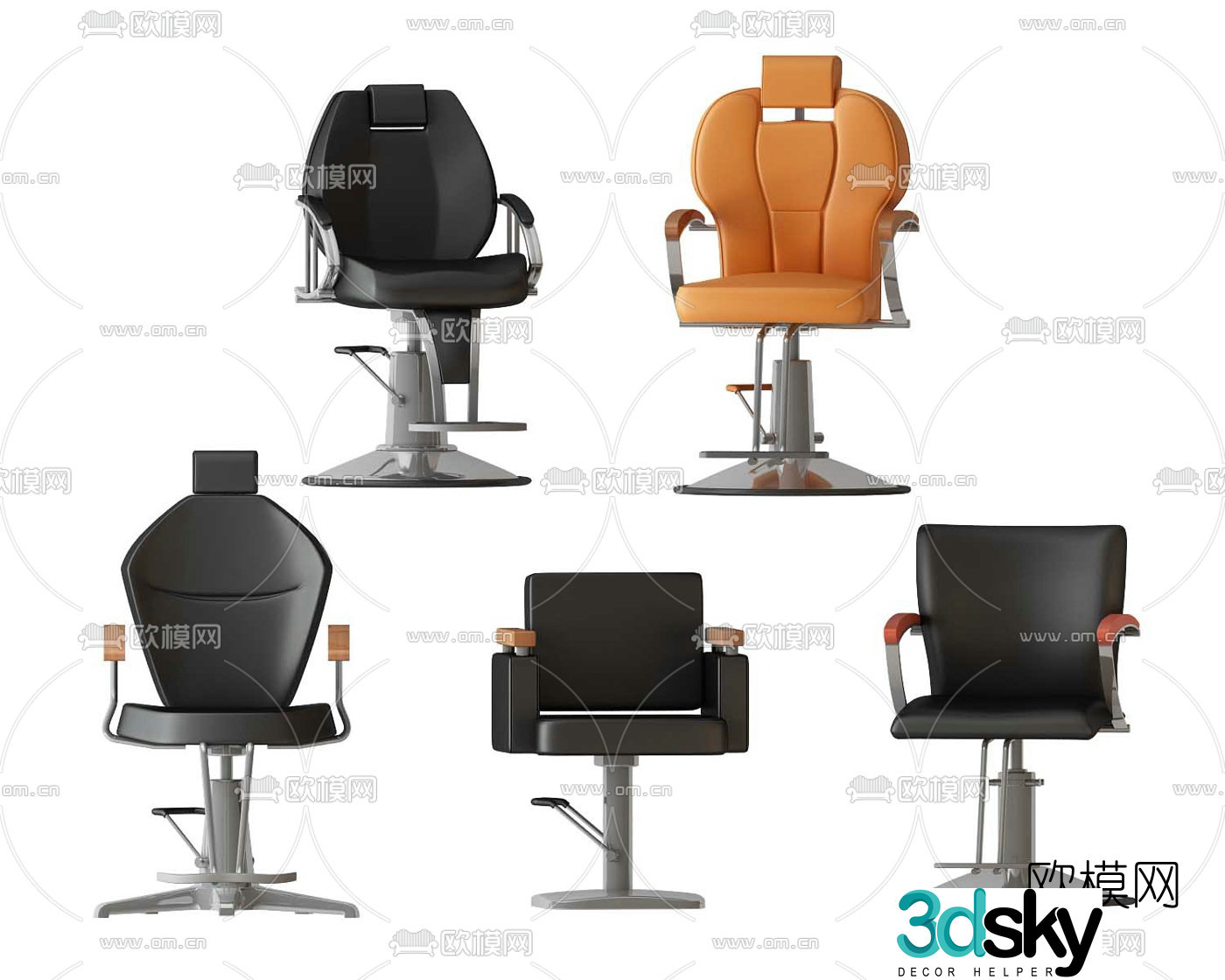 Modern leather barber chair 3d model