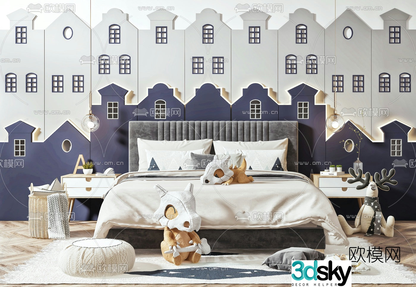 Nordic children’s bed 3d model