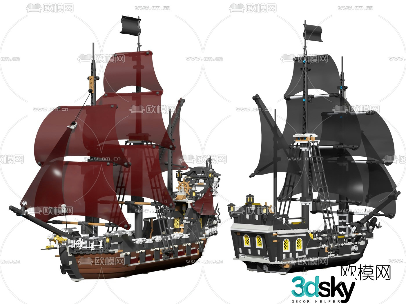 Modern lego sailboat toy 3d model