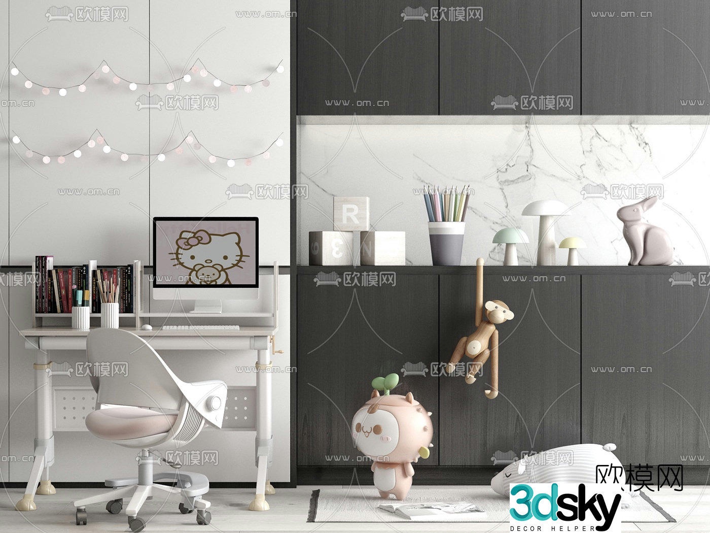 Modern children’s desk chair 3d model