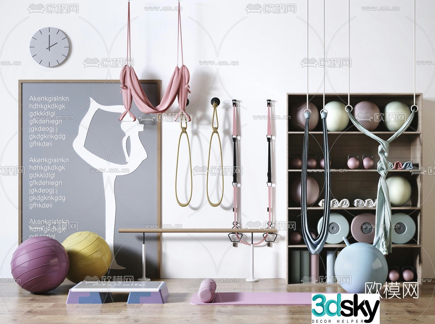 Modern yoga exercise equipment 3d model