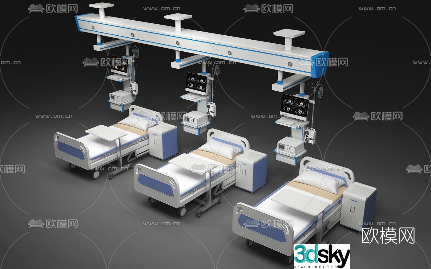 Modern hospital bed tower crane 3d model